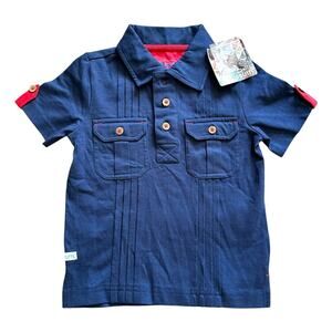 Ruffle Butts Rugged Butts Boutique Boys Navy 2 Pocket Polo Size 2T NWT